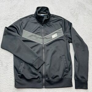Nike Track Jacket Mens M Vintage‎ Black Full Zip Spell-Out Streetwear Athleisure